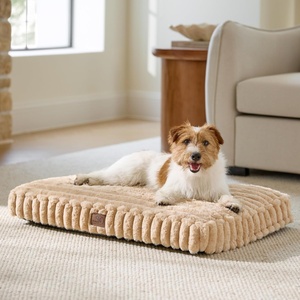image:imageBedsure ComfyFleece XL Dog Bed Extra Large Crate Pillow 41x27 Sandy Beige  Aesthetic Crate Bed for Balanced Support Cute Chopped Foam Pad with Removable Washable Cover NonSlip Waterproof Cozy Pet MatSandy Beige