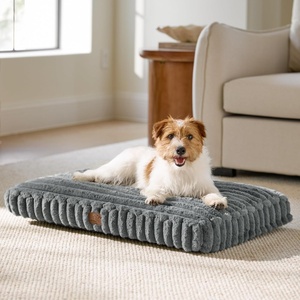 image:imageBedsure ComfyFleece XL Dog Bed Extra Large Crate Pillow 41x27 Sandy Beige  Aesthetic Crate Bed for Balanced Support Cute Chopped Foam Pad with Removable Washable Cover NonSlip Waterproof Cozy Pet MatGrey
