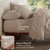 image:imageBedsure 100 GOTS Certified Organic Cotton Sheets California King Sheet Sets 17 Deep Pocket Bedsheets with Corner Straps EcoFriendly Soft amp Luxury PureWoven Cotton Hotel Bedding 4PCS Navy04  Light Brown