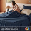 image:imageBedsure 100 GOTS Certified Organic Cotton Sheets California King Sheet Sets 17 Deep Pocket Bedsheets with Corner Straps EcoFriendly Soft amp Luxury PureWoven Cotton Hotel Bedding 4PCS Navy06  Navy