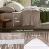 image:imageBedsure 3PCS 100 Organically Grown Bamboo Viscose Fitted Sheet Queen  No Flat Sheet Cooling Fitted Sheet Set for Hot Sleepers Silky Soft PureWoven 18 Deep Pocket with Corner Straps White03  Light Brown