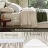image:imageBedsure 3PCS 100 Organically Grown Bamboo Viscose Fitted Sheet Queen  No Flat Sheet Cooling Fitted Sheet Set for Hot Sleepers Silky Soft PureWoven 18 Deep Pocket with Corner Straps White02  Beige