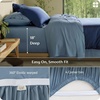image:imageBedsure 3PCS 100 Organically Grown Bamboo Viscose Fitted Sheet Queen  No Flat Sheet Cooling Fitted Sheet Set for Hot Sleepers Silky Soft PureWoven 18 Deep Pocket with Corner Straps White04  Mineral Blue