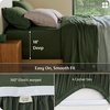 image:imageBedsure 3PCS 100 Organically Grown Bamboo Viscose Fitted Sheet Queen  No Flat Sheet Cooling Fitted Sheet Set for Hot Sleepers Silky Soft PureWoven 18 Deep Pocket with Corner Straps White05  Olive Green
