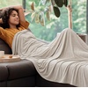 image:imageBedsure Celestial Blue Cooling Blanket for Hot Sleepers  Summer Cold Throw Blanket for Bed ArcChill Lightweight Summer Bedding Cool Thin Ice Cold Throws with Rayon Derived from Bamboo 50x7003 Oat Beige