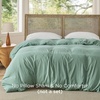 image:imageBedsure Duvet Cover Queen Size Only  Prewashed CottonLike Polyester Extra Soft All Season Bedding Includes 1 Duvet Cover 90x90 Inches with Zipper Closure Black Comforter Not Included05  Sage Green Only Duvet Cover