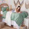 image:imageBedsure Duvet Cover Queen Size with Fitted Sheet  4 Pieces Prewashed Polyester Soft Bedding Set Includes 1 Duvet Cover 90x90 with Zipper Closure 2 Pillow Shams 1 Fitted Sheet Bright White03  Sage Green No Comforter
