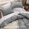 image:imageBedsure Duvet Cover Queen Size with Fitted Sheet  4 Pieces Prewashed Polyester Soft Bedding Set Includes 1 Duvet Cover 90x90 with Zipper Closure 2 Pillow Shams 1 Fitted Sheet Bright White04  Grey No Comforter