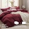 image:imageBedsure Duvet Cover Queen Size with Fitted Sheet  4 Pieces Prewashed Polyester Soft Bedding Set Includes 1 Duvet Cover 90x90 with Zipper Closure 2 Pillow Shams 1 Fitted Sheet Bright White10  Burgundy No Comforter