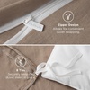 image:imageBedsure Duvet Cover Queen Size with Fitted Sheet  4 Pieces Prewashed Polyester Soft Bedding Set Includes 1 Duvet Cover 90x90 with Zipper Closure 2 Pillow Shams 1 Fitted Sheet Bright White02  Khaki No Comforter