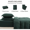 image:imageBedsure Duvet Cover Queen Size with Fitted Sheet  4 Pieces Prewashed Polyester Soft Bedding Set Includes 1 Duvet Cover 90x90 with Zipper Closure 2 Pillow Shams 1 Fitted Sheet Bright White01  Forest Green No Comforter