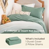 image:imageBedsure Duvet Cover Queen Size with Fitted Sheet  4 Pieces Prewashed Polyester Soft Bedding Set Includes 1 Duvet Cover 90x90 with Zipper Closure 2 Pillow Shams 1 Fitted Sheet Bright White03  Sage Green No Comforter