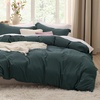 image:imageBedsure Duvet Cover Queen Size with Fitted Sheet  4 Pieces Prewashed Polyester Soft Bedding Set Includes 1 Duvet Cover 90x90 with Zipper Closure 2 Pillow Shams 1 Fitted Sheet Bright White01  Forest Green No Comforter