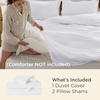image:imageBedsure Duvet Cover Queen Size with Fitted Sheet  4 Pieces Prewashed Polyester Soft Bedding Set Includes 1 Duvet Cover 90x90 with Zipper Closure 2 Pillow Shams 1 Fitted Sheet Bright White02  Bright White No Comforter