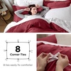 image:imageBedsure Duvet Cover Queen Size with Fitted Sheet  4 Pieces Prewashed Polyester Soft Bedding Set Includes 1 Duvet Cover 90x90 with Zipper Closure 2 Pillow Shams 1 Fitted Sheet Bright White22  Red No Comforter