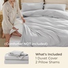 image:imageBedsure Duvet Cover Queen Size with Fitted Sheet  4 Pieces Prewashed Polyester Soft Bedding Set Includes 1 Duvet Cover 90x90 with Zipper Closure 2 Pillow Shams 1 Fitted Sheet Bright White04  Light Grey No Comforter