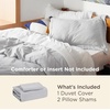 image:imageBedsure Duvet Cover Queen Size with Fitted Sheet  4 Pieces Prewashed Polyester Soft Bedding Set Includes 1 Duvet Cover 90x90 with Zipper Closure 2 Pillow Shams 1 Fitted Sheet Bright White04  Light Grey No Comforter