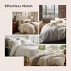 image:imageBedsure Duvet Cover Queen Size with Fitted Sheet  4 Pieces Prewashed Polyester Soft Bedding Set Includes 1 Duvet Cover 90x90 with Zipper Closure 2 Pillow Shams 1 Fitted Sheet Bright White02  Light Brown No Comforter