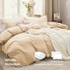 image:imageBedsure Duvet Cover Queen Size with Fitted Sheet  4 Pieces Prewashed Polyester Soft Bedding Set Includes 1 Duvet Cover 90x90 with Zipper Closure 2 Pillow Shams 1 Fitted Sheet Bright White18  Alabaster Gleam No Comforter