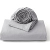 image:imageBedsure Duvet Cover Queen Size with Fitted Sheet  4 Pieces Prewashed Polyester Soft Bedding Set Includes 1 Duvet Cover 90x90 with Zipper Closure 2 Pillow Shams 1 Fitted Sheet Bright White04  Light Grey No Comforter