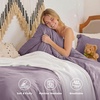 image:imageBedsure Duvet Cover Queen Size with Fitted Sheet  4 Pieces Prewashed Polyester Soft Bedding Set Includes 1 Duvet Cover 90x90 with Zipper Closure 2 Pillow Shams 1 Fitted Sheet Bright White06  Dusty Purple No Comforter