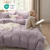 image:imageBedsure Duvet Cover Queen Size with Fitted Sheet  4 Pieces Prewashed Polyester Soft Bedding Set Includes 1 Duvet Cover 90x90 with Zipper Closure 2 Pillow Shams 1 Fitted Sheet Bright White06  Lilac Purple No Comforter