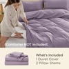 image:imageBedsure Duvet Cover Queen Size with Fitted Sheet  4 Pieces Prewashed Polyester Soft Bedding Set Includes 1 Duvet Cover 90x90 with Zipper Closure 2 Pillow Shams 1 Fitted Sheet Bright White06  Dusty Purple No Comforter