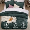 image:imageBedsure Duvet Cover Queen Size with Fitted Sheet  4 Pieces Prewashed Polyester Soft Bedding Set Includes 1 Duvet Cover 90x90 with Zipper Closure 2 Pillow Shams 1 Fitted Sheet Bright White01  Forest Green No Comforter