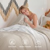 image:imageBedsure Duvet Cover Queen Size with Fitted Sheet  4 Pieces Prewashed Polyester Soft Bedding Set Includes 1 Duvet Cover 90x90 with Zipper Closure 2 Pillow Shams 1 Fitted Sheet Bright White02  Linen No Comforter