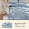 image:imageBedsure Duvet Cover Queen Size with Fitted Sheet  4 Pieces Prewashed Polyester Soft Bedding Set Includes 1 Duvet Cover 90x90 with Zipper Closure 2 Pillow Shams 1 Fitted Sheet Bright White05  Celestial Blue No Comforter