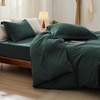 image:imageBedsure Duvet Cover Queen Size with Fitted Sheet  4 Pieces Prewashed Polyester Soft Bedding Set Includes 1 Duvet Cover 90x90 with Zipper Closure 2 Pillow Shams 1 Fitted Sheet Bright White01  Forest Green No Comforter