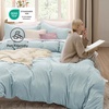 image:imageBedsure Duvet Cover Queen Size with Fitted Sheet  4 Pieces Prewashed Polyester Soft Bedding Set Includes 1 Duvet Cover 90x90 with Zipper Closure 2 Pillow Shams 1 Fitted Sheet Bright White05  Baby Blue