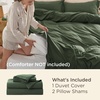 image:imageBedsure Duvet Cover Queen Size with Fitted Sheet  4 Pieces Prewashed Polyester Soft Bedding Set Includes 1 Duvet Cover 90x90 with Zipper Closure 2 Pillow Shams 1 Fitted Sheet Bright White01  Olive Green No Comforter