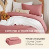 image:imageBedsure Duvet Cover Queen Size with Fitted Sheet  4 Pieces Prewashed Polyester Soft Bedding Set Includes 1 Duvet Cover 90x90 with Zipper Closure 2 Pillow Shams 1 Fitted Sheet Bright White09  Clay Pink No Comforter