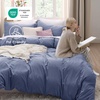 image:imageBedsure Duvet Cover Queen Size with Fitted Sheet  4 Pieces Prewashed Polyester Soft Bedding Set Includes 1 Duvet Cover 90x90 with Zipper Closure 2 Pillow Shams 1 Fitted Sheet Bright White05  Slate Blue No Comforter