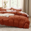 image:imageBedsure Duvet Cover Queen Size with Fitted Sheet  4 Pieces Prewashed Polyester Soft Bedding Set Includes 1 Duvet Cover 90x90 with Zipper Closure 2 Pillow Shams 1 Fitted Sheet Bright White08  Terracotta No Comforter
