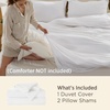 image:imageBedsure Duvet Cover Queen Size with Fitted Sheet  4 Pieces Prewashed Polyester Soft Bedding Set Includes 1 Duvet Cover 90x90 with Zipper Closure 2 Pillow Shams 1 Fitted Sheet Bright White00  White No Comforter