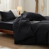 image:imageBedsure Duvet Cover Queen Size with Fitted Sheet  4 Pieces Prewashed Polyester Soft Bedding Set Includes 1 Duvet Cover 90x90 with Zipper Closure 2 Pillow Shams 1 Fitted Sheet Bright White01  Black No Comforter