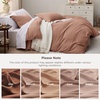 image:imageBedsure Duvet Cover Queen Size with Fitted Sheet  4 Pieces Prewashed Polyester Soft Bedding Set Includes 1 Duvet Cover 90x90 with Zipper Closure 2 Pillow Shams 1 Fitted Sheet Bright White02  Mocha Mousse No Comforter