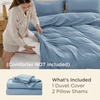 image:imageBedsure Duvet Cover Queen Size with Fitted Sheet  4 Pieces Prewashed Polyester Soft Bedding Set Includes 1 Duvet Cover 90x90 with Zipper Closure 2 Pillow Shams 1 Fitted Sheet Bright White05  Dusty Blue No Comforter