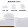 image:imageBedsure Duvet Cover Queen Size with Fitted Sheet  4 Pieces Prewashed Polyester Soft Bedding Set Includes 1 Duvet Cover 90x90 with Zipper Closure 2 Pillow Shams 1 Fitted Sheet Bright White02  Bright White No Comforter