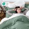 image:imageBedsure Duvet Cover Queen Size with Fitted Sheet  4 Pieces Prewashed Polyester Soft Bedding Set Includes 1 Duvet Cover 90x90 with Zipper Closure 2 Pillow Shams 1 Fitted Sheet Bright White03  Sage Green No Comforter