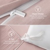 image:imageBedsure Duvet Cover Queen Size with Fitted Sheet  4 Pieces Prewashed Polyester Soft Bedding Set Includes 1 Duvet Cover 90x90 with Zipper Closure 2 Pillow Shams 1 Fitted Sheet Bright White01  Rose Pink No Comforter
