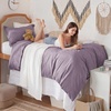 image:imageBedsure Duvet Cover Queen Size with Fitted Sheet  4 Pieces Prewashed Polyester Soft Bedding Set Includes 1 Duvet Cover 90x90 with Zipper Closure 2 Pillow Shams 1 Fitted Sheet Bright White06  Dusty Purple No Comforter