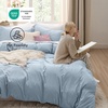 image:imageBedsure Duvet Cover Queen Size with Fitted Sheet  4 Pieces Prewashed Polyester Soft Bedding Set Includes 1 Duvet Cover 90x90 with Zipper Closure 2 Pillow Shams 1 Fitted Sheet Bright White05  Celestial Blue No Comforter