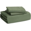 image:imageBedsure Duvet Cover Queen Size with Fitted Sheet  4 Pieces Prewashed Polyester Soft Bedding Set Includes 1 Duvet Cover 90x90 with Zipper Closure 2 Pillow Shams 1 Fitted Sheet Bright White01  Olive Green No Comforter