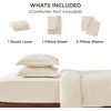 image:imageBedsure Duvet Cover Queen Size with Fitted Sheet  4 Pieces Prewashed Polyester Soft Bedding Set Includes 1 Duvet Cover 90x90 with Zipper Closure 2 Pillow Shams 1 Fitted Sheet Bright White02  Cream No Comforter