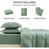 image:imageBedsure Duvet Cover Queen Size with Fitted Sheet  4 Pieces Prewashed Polyester Soft Bedding Set Includes 1 Duvet Cover 90x90 with Zipper Closure 2 Pillow Shams 1 Fitted Sheet Bright White03  Sage Green No Comforter