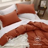 image:imageBedsure Duvet Cover Queen Size with Fitted Sheet  4 Pieces Prewashed Polyester Soft Bedding Set Includes 1 Duvet Cover 90x90 with Zipper Closure 2 Pillow Shams 1 Fitted Sheet Bright White08  Terracotta No Comforter