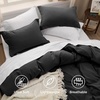 image:imageBedsure Duvet Cover Queen Size with Fitted Sheet  4 Pieces Prewashed Polyester Soft Bedding Set Includes 1 Duvet Cover 90x90 with Zipper Closure 2 Pillow Shams 1 Fitted Sheet Bright White01  Black No Comforter